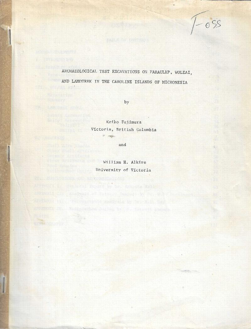 Archaeological Test Excavations on Faraulep, Woleai, and Lamotrek in ...